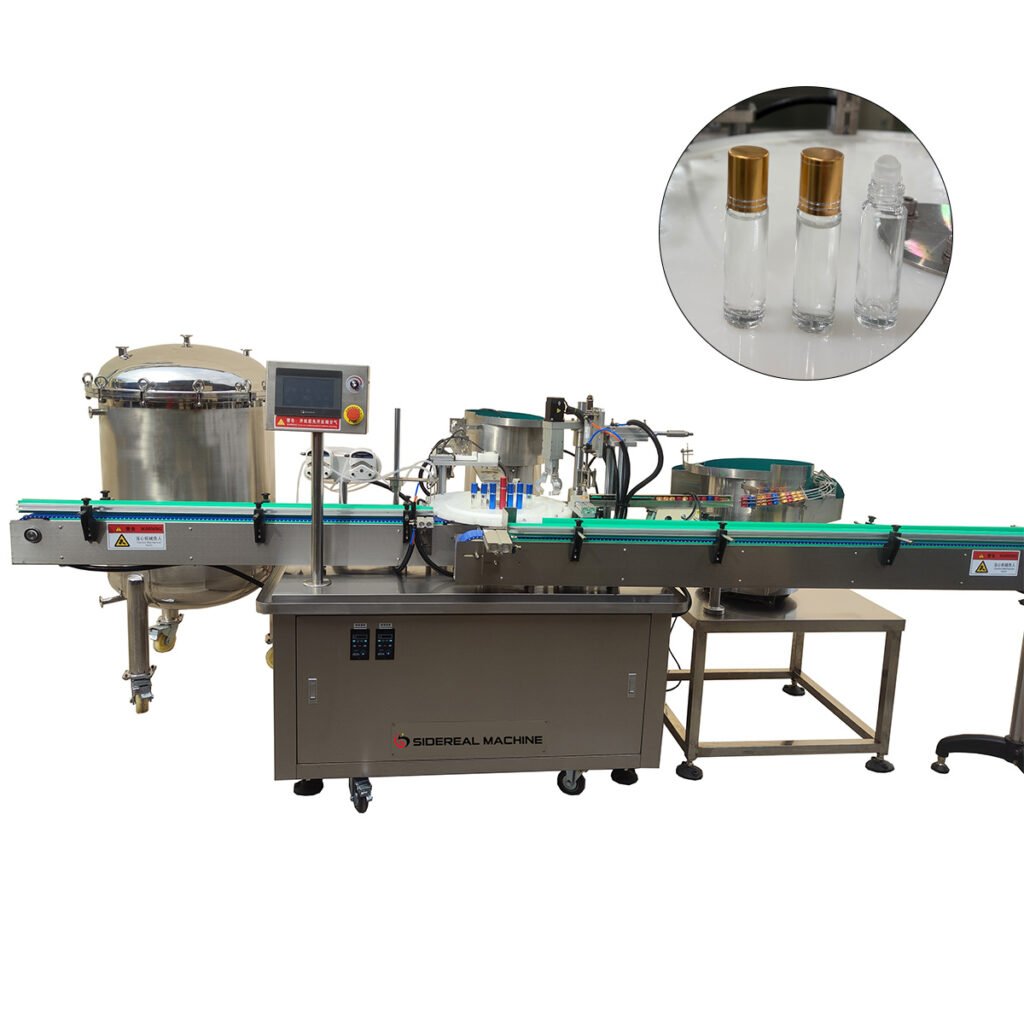 Roll-on bottle full automatic filling droppering and capping machine